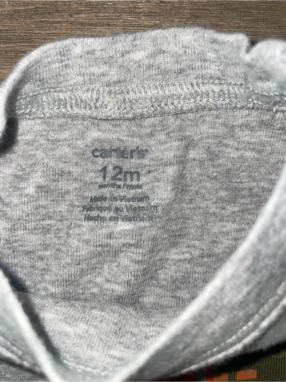 Carter's Gray Tee with Camo Pocket and Orange 'Awesome Dude' Text